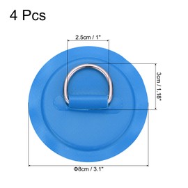 PATIKIL 3.1" Paddle Board D Rings, 4 Pcs Stainless Steel D-Ring PVC Patch Pad No Glue Include for Raft Kayak Inflatable Boat Surfboard, Blue