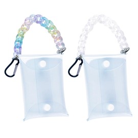 EdisonBrain Gacha Filled Pouch, Acrylic, Chain, Key Holder, Pushing Activity, PVC, Multi Case, Transparent, Coin Purse, Small Items, Capsule Toy, Set of 2 Colors, clear, Waterproof