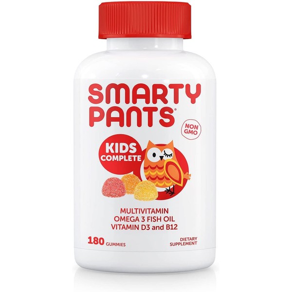 SmartyPants Kids Complete Gummy Vitamins: Multivitamin & Omega 3 DHA/EPA Fish Oil, Methyl B12, Vitamin D3, limited Valuesize pack of 180 count Total