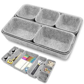 Felt drawer organiser,Drawer Organiser Set,Stackable Storage Boxes,Eco-Friendly Makeup Drawer Organiser,Felt Basket for Desk,Dressing Table,Bedside Table