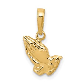 Saris and Things 14k Yellow Gold Solid Praying Hands Charm Pendant