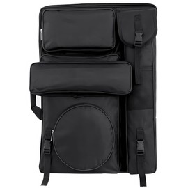 MEIJMJIA YMTECH Canvas Artist Portfolio Case Carry Backpack Edge for Sketches Art Storage and Travel Bag for Artworks/Poster/Drawing Case, black, School backpack