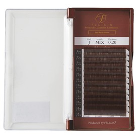 FELICIA [Dark Brown] Flat Lash Ultra Soft Eyelash Extensions Single Matsueku Eyelash J Curl 0.20 Thickness 0.03 - 0.5 inches (8 - 13 mm), Mixed