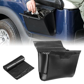 KEMIMOTO Golf Cart Trash Can, Universal PU Leather Golf Cart Seat Storage Bag with Water Bottle Pocket & Trash Bag, Compatible with EZGO, Club Car