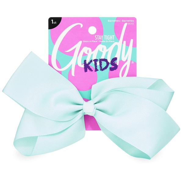 Goody Kids Large Bow Barrette - Teal - Stay Tight Closure Help Keep Hairs In Place - Hair Accessories to Style With Ease and Keep Your Hair Secured - For All Hair Types - Pain Free