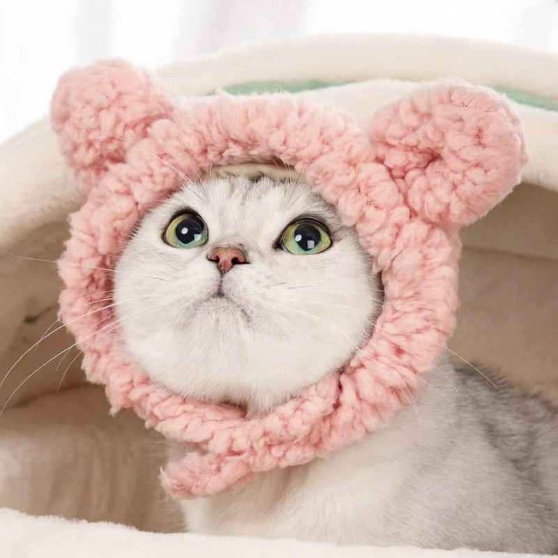 JOICEE Cute Cat Costume Warm Bear Hat for Cat Adjustable