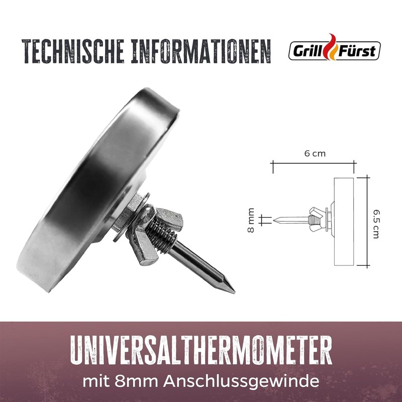 Grillfürst Therm 260 BBQ Lid Thermometer - Built-in Grill Thermometer