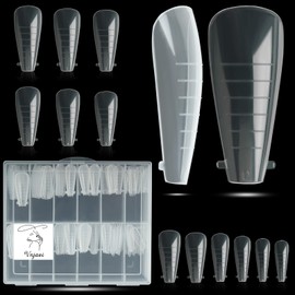 Vnjaoi Pack of 120 Poly Extension Gel Dual Nail Shapes Nail Shapes with Scale Builder Coffin Nail for Gel Manicure Nail Art Design Salon DIY at Home (Ballet Dual Nail Forms Set)