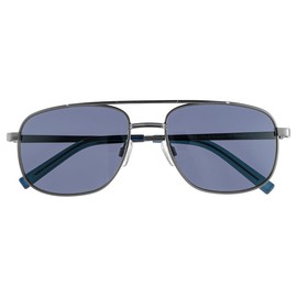 meigan Men's UV400 Teardrop Double Guard Square Metal Frame Matte Gun Sunglasses Gunmetal/Smoke 7990-02