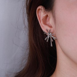 Yienate Boho Fireworks Stud Earrings Vintage Silver Big Starburst Earrings Tree Branch Earrings Statement Geometric Cluster Stud Earrings Jewelry for Women and Girls