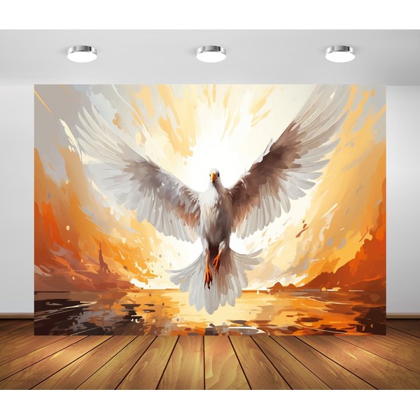 BELECO 7x5ft Fabric Pentecost Dove Backdrop Watercolor Holy Spirit Dove,