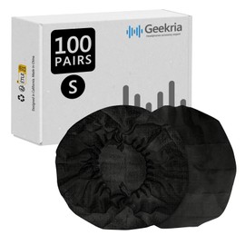 Geekria 100 Pairs Disposable Headphones Ear Cover for On-Ear Headset Earcup, Stretchable Sanitary Ear Pads Cover, Hygienic Ear Cushion Protector (S/Black)