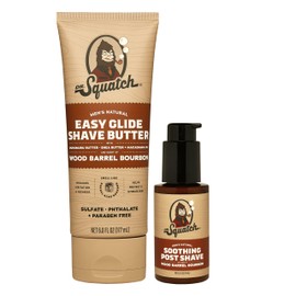 Dr. Squatch Dr. Squatch Wood Barrel Bourbon Smooth Shave Bundle - Easy Glide Butter + Soothing Post Shave - Natural Ingredients - Manly Fragrance - Moisturizing