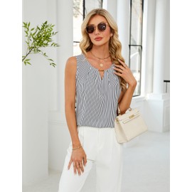 Blooming Jelly Womens Summer Tank Top Sleeveless Business Casual Top Basic Loose Dressy Blouse Clothes 2025 (L, Stripe)