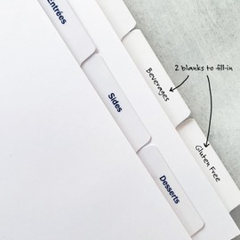 PRE-Printed Recipe Binder Index TAB DIVIDERS – Sets of 10. Helpful Categories Turn Any Binder into a Recipe Book