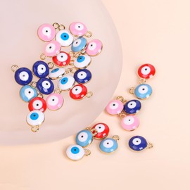 YANUAHI 25 Pcs Gold Plated Evil Eye Charms for Jewelry Making Necklace Bracelet Earring and Slime DIY Jewelry Accessories Charms (Blue)
