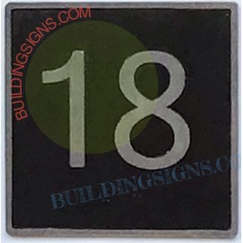 BuildingSigns.com ELEVATOR FLOOR NUMBER 18 SIGN- ELEVATOR JAMB PLATE FLOOR 18 SIGN -REF24-1027