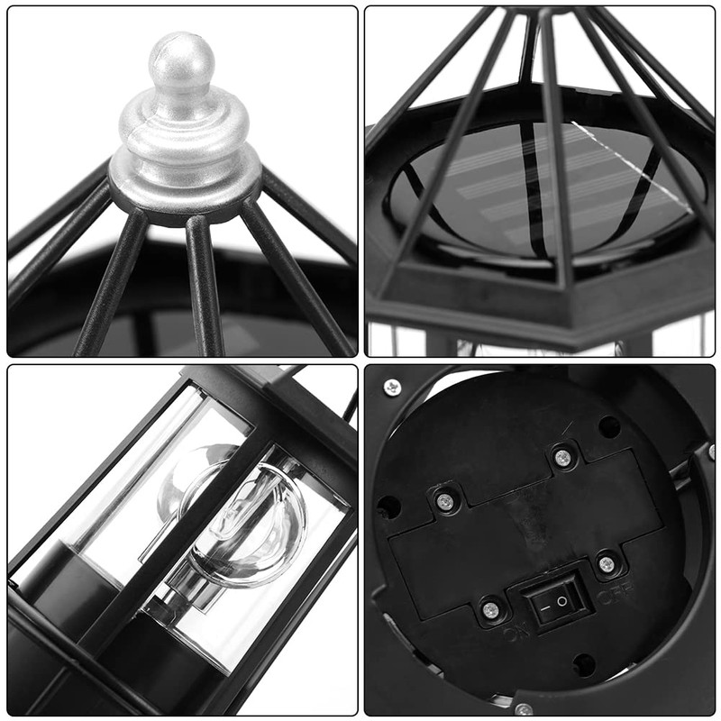 LVOERTUIG LED Solar Powered Lighthouse, 360 Degree Rotating Lighthouse Lamp,