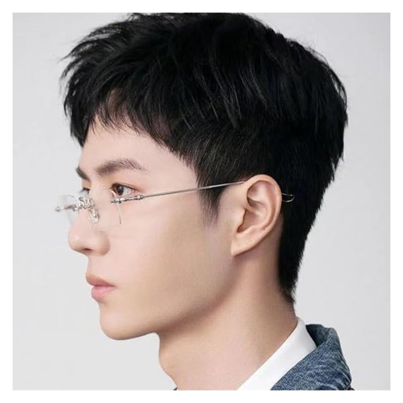 88flix Clear Megane, Blue Light Cut, Non-Degree, Square, Borderless, Rimless,