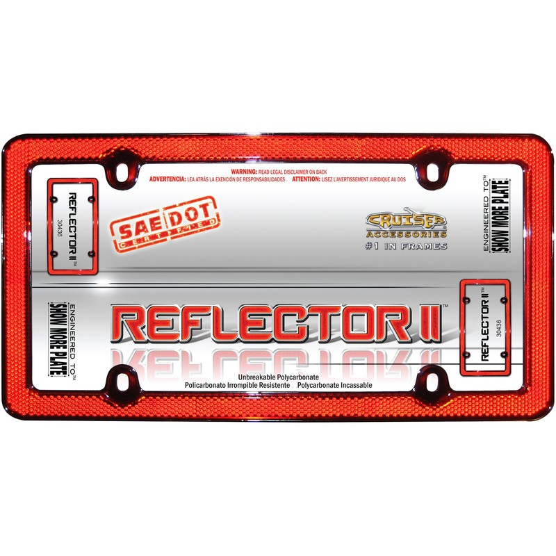 Cruiser Accessories 30436 Red Reflector II Marco para matrícula, Rojo/Cromado