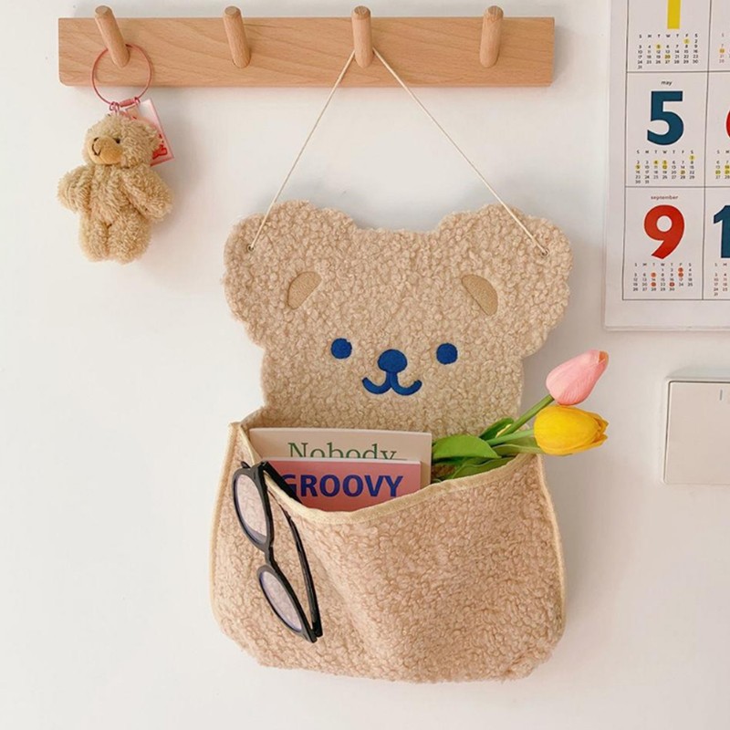 Wall Hanging Storage Bag Cute Bear Shape Large Capacity Wall