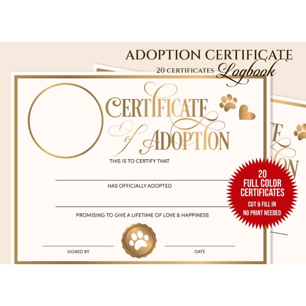 Adoption Certificates: Dog Adoption Certificates for Parties | Puppy Adoption