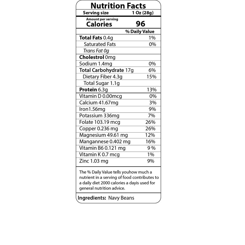 Organic Navy Beans Raw non GMO Vegan Bulk - 5LB