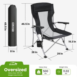 WILDROOTS Oversize Heavy Duty Mesh Camping Chair - High Backrest, Lightweight & Ventilate for Outdoor Comfort, Camping, Beach & Patio