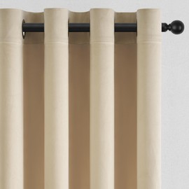 Topfinel Beige Velvet Blackout Curtains 84 Inches Long, Grommet Curtains Room Darkening Thermal Insulated Soundproof Modern Nursery Spring Drapes Home Decor for Living Room Bedroom 2 Panels