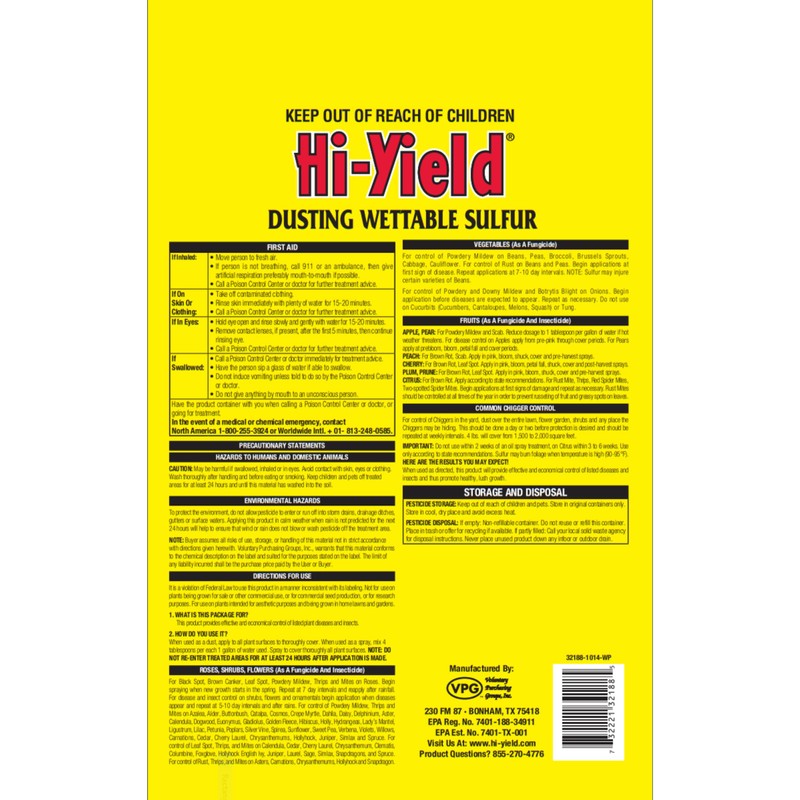 Hi-Yield (32188) Dusting Wettable Sulfur (4 lb.)