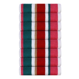 Organix Cabana Striped Multicolor Beach Towel 36"x72", Large Highly Absorbent Adult Pool Towels, 100% Cotton Beach, Bathroom and Pool Towels 8 Pack, Quick Dry Lightweight - Multicolor