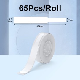 NIIMBOT Thermal Cable Labels, 12.5 x 109 mm Label Printer, Thermal Paper Compatible with D110 D11 D101 H1S Label Printer, 65 Labels/Roll (3 Roll Pack) (White)