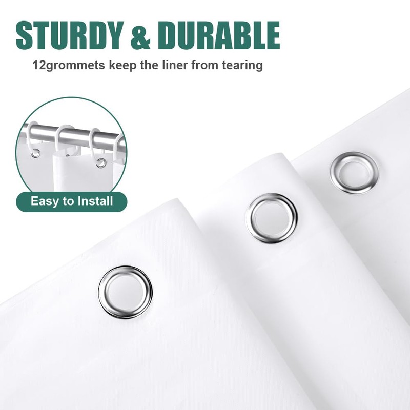 URAQT Shower Curtain Anti Mould, Waterproof Polyester Bathroom Curtains, Resistant