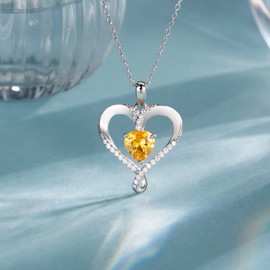 ESSIE ODILA Necklaces for Women Sterling Silver Birthstone Necklace for Women Heart Pendant Necklaces Birthday Anniversary Christmas Gifts Jewelry for Mom Wife