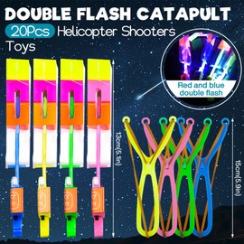ZZXLOPEZ Pack of 20 LED Light Toy Party Items, Flying Toy Party Set, LED Light Night Helicopter - Gift Children's Birthday, Slingshot Toy, Goodie Bag Stuffers