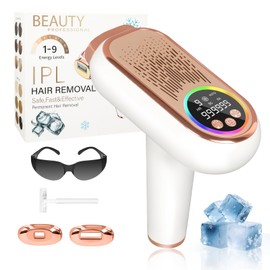 IPL Hair Removal with Freezer Function - Painless IPL Device with 3 Modes (HR/SC/RA), 9 Energy Levels, 999,999 Light Pulses for Men & Women - Ideal for Face, Bikini, Legs & Body