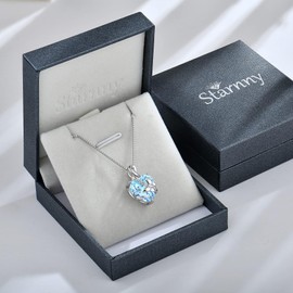 Starnny Heart Birthstone Chain Silver Women's 925 Infinity Necklace with 5A Cubic Zirconia for Women Mother Girlfriend Mum, Cubic Zirconia