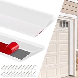 Garage Door Seal Kit for Top and Sides, 33ft White Weather Stripping, Universal Door Trim to Stop Draft, Dust, Water & Rodents, Includes 20 Nails