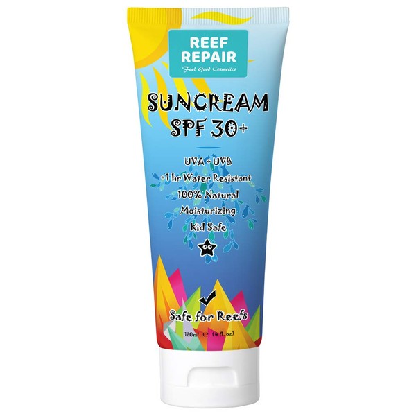 Reef Safe Sunscreen SPF 30+ All Natural, Water Resistant, Moisturizing, Biodegradable, Broad Spectrum UVA/UVB Coral Friendly Mineral Suncream from Reef Repair 4 fl. Oz