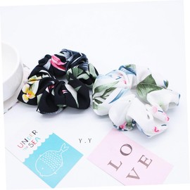 FOMIYES Best Ponytail Holders for Women Girls 3pcs Flower Print Chiffon Hair Ties Elastic Stretch Hair Ropes Set