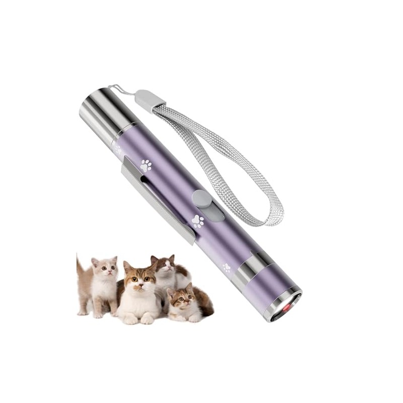 Cat Toy, Distinctive Purple Painted Metal Casing with Paw Print