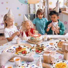 CANREVEL 96 PCS Cat Party Plates Serve 24, Cat Plates and Napkins Forks Set, Disposable Tableware for Birthday Supplies Party Decorations for Grils Women Boys Men