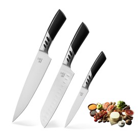 CHUSHIJI Kitchen Knives,Kitchen Knives Set of 3,Stainless Steel Kitchen Knife Set,Ultra Sharp Kitchen Knife,Professional Cooking Knife Set,Santoku Knife,Utility Chef Knife