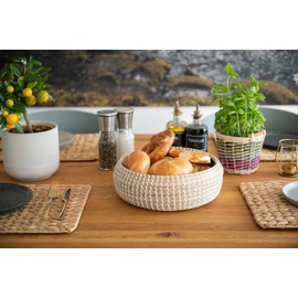 Decorasian Round Braided Seagrass Basket - Bowl Large and Flat - as Bread Basket or Bread Basket or Fruit Bowl - 30 cm