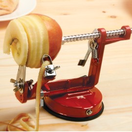 Norpro Apple Master-Apple, Potato, Parer, Slicer & Corer with Vacuum Base & Clamp,Red