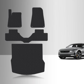 TOUGHPRO Full Set Floor + Cargo Mats Accessories Set for Polestar 2 All Weather Heavy Duty (Made in USA) Black Rubber 2021 2022 2023 2024 2025