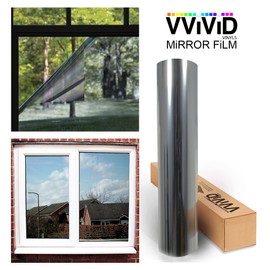 One-Way Silver Mirror Finish Static Cling Vinyl Window Wrap Film DIY Large Roll Various Sizes (5ft x 5ft)