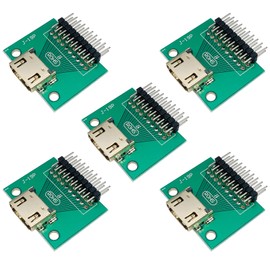 Cermant 5pcs HDMI Female 19 Pin Plug Soldering Wire Type Test PCB Board Adapter PCB Test Socket Test Board with Pitch 2.54mm pin Right Angle Bending Needle