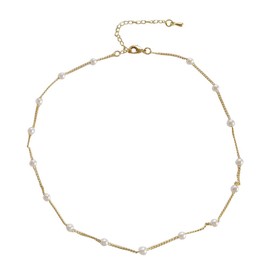 Pearl Choker Necklace Beach Necklaces for Women Bridal Wedding Pearl Necklace for Girls Simulated Pearl Clavicle Necklace Adjustable Prom Dainty Gold Necklace