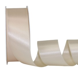 Prasent 40 mm 25 m Satin Double Face Ribbon Roll, Cream